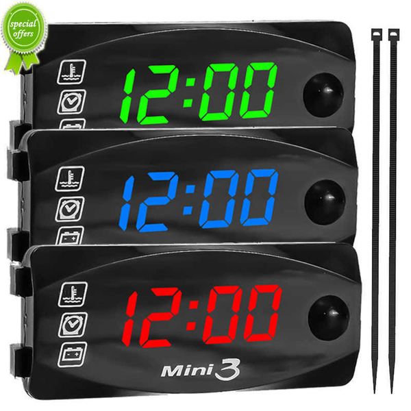 Neue Motorrad 3 In 1 Voltmeter Elektronische Uhr IP67 Wasserdicht Staubdicht Thermometer LED Digital Display Elektronische Uhr