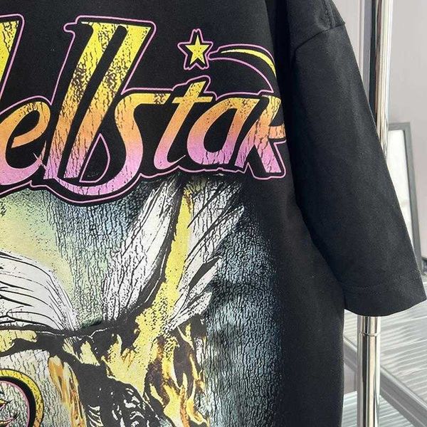 Designer Fashion Clothing Tees Tshirts Hellstar American High Street Fashion Brand Eagle Print Loose Tshirt Oversize Mens Versatile Short Sleeve Hip Hop Tee Rock Hi