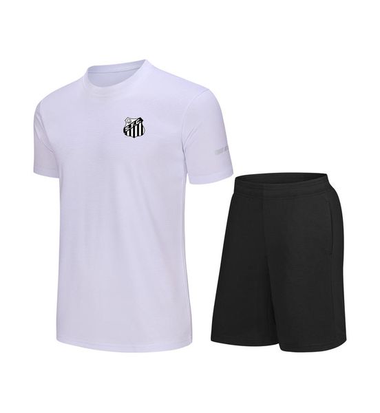 Santos FC Herren Kinder Freizeit Trainingsanzüge Jersey Schnell trocknender Kurzarmanzug Outdoor-Sportshirt