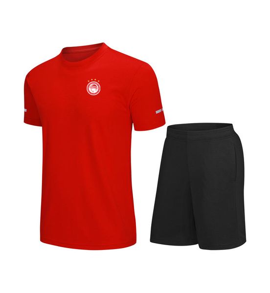 Olympiacos F.C. Männer Kinder Freizeit Trainingsanzüge Jersey Schnell trocknender Kurzarmanzug Outdoor-Sportshirt