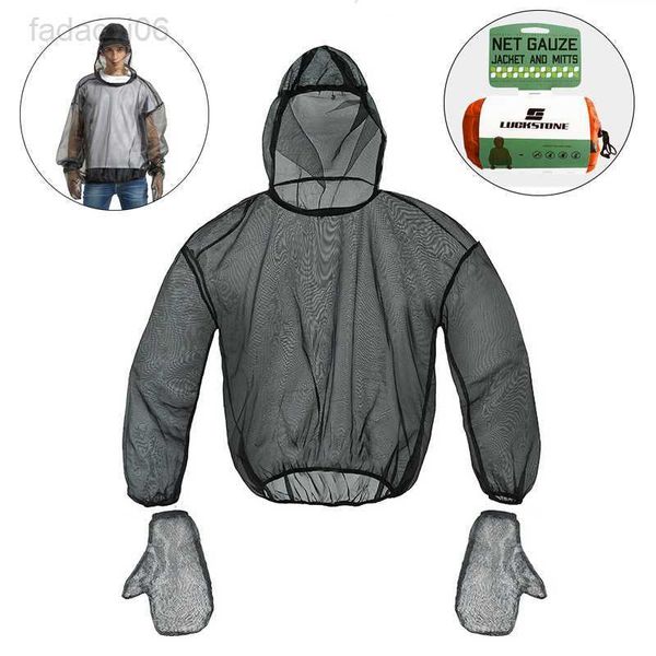 Angelzubehör Outdoor Mesh Kapuzenjacke Anzug Anti-Moskitonetz-Handschuh Mesh-Kleidung mit Tragetasche zum Schutz der Jagd Angeln Wandern HKD230706