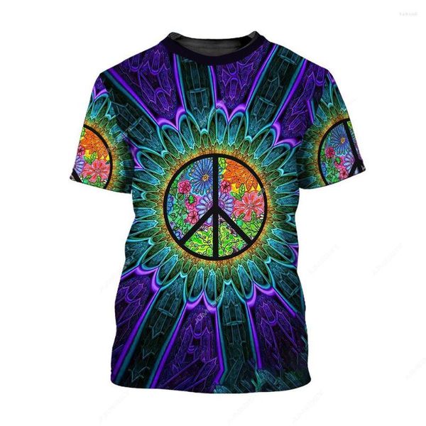 T-shirt da uomo Jumeast Peace Love Hippie T-shirt da uomo Stampa 3D Vintage YK2 Unisex Baggy Shirt Anti War Sign Abbigliamento Streetwear Drip T-shirty