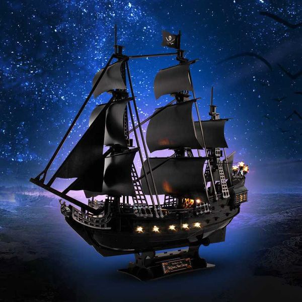 Modello Set 3D Puzzle tridimensionale Perla nera Modello di nave pirata Fai da te Assemblaggio di cartone fatto a mano Giocattoli Regali per bambini per adulti HKD230706