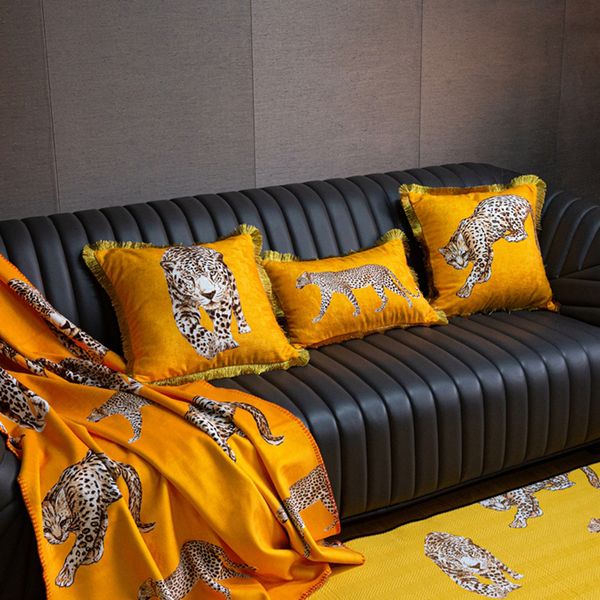 Fronha Decoração para Casa Capa de Almofada Decorativa Lombar Vintage Artístico Tigre Leopardo Borla Luxo Almofada Sofá Cadeira Cama 230705