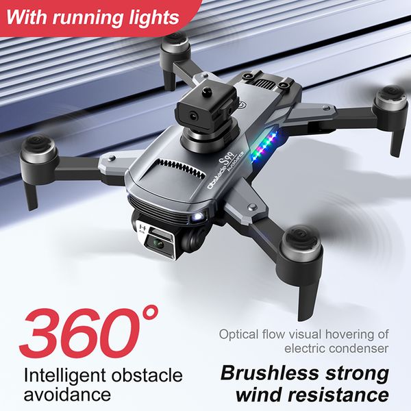 S99 MAX DRONE 8K HD Câmera dupla de 4 vias Evitar o fluxo óptico pairando mini quadcopter FPV RC Drons com luzes de corrida