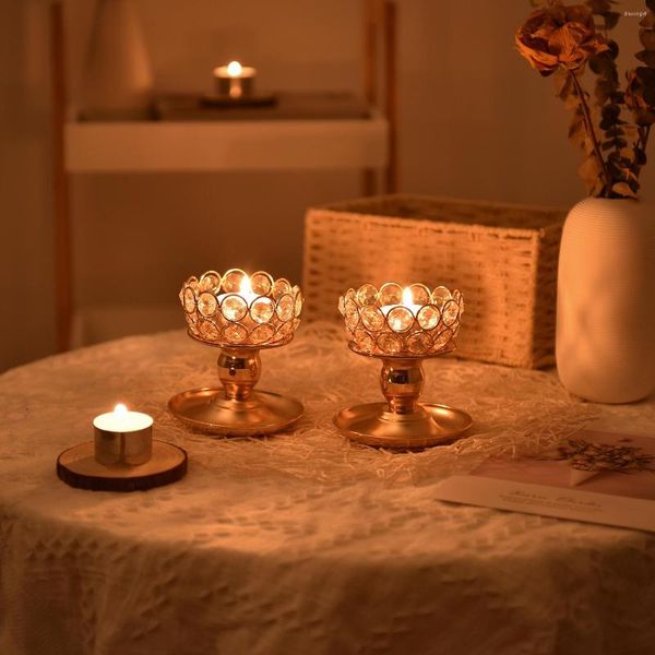 Kerzenhalter aus Kristall-Teelicht, 2er-Set, für Hochzeit, Esszimmer, Tischdekoration, passend zu Votivkerzen