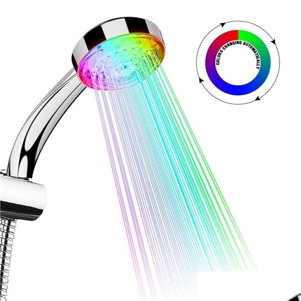 Soffioni doccia per bagno Testa cambia colore Led Light Glowing Matic 7 Handheld Water Saving Decor 220401 Drop Delivery Home Garden Fau Dhvtk