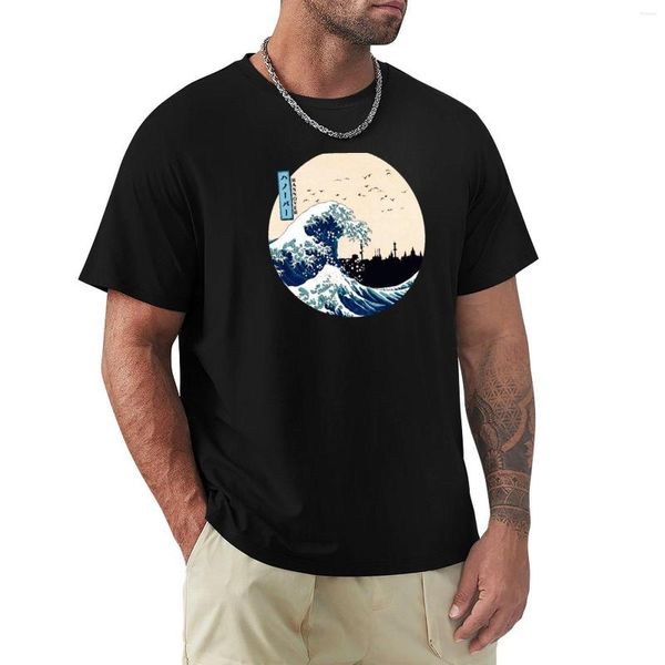 Herren Polos Hannover Kanagawa Wave T-Shirt Edition T-Shirt Grafik Schnelltrocknend Anime Schwarz T-Shirts für Männer