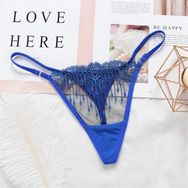 Calcinha Feminina Feminina Trajes Sexy Cosplay Lingerie Erótica Transparente Bordado G String Renda Sex Underwear Thong2679