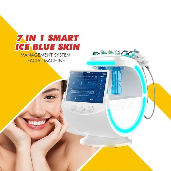 7 В 1 Smart Ice Blue Hydra Dermabrasion Maceial Machine Электрическая пузырьковая машина 2 -го поколения гидродермабразирование с кожным анализатором салона уход за салоном