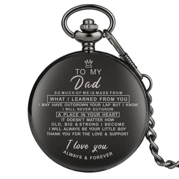 Orologio da taschino unisex Full Black I Love You to Family Orologio classico alla moda per mamma papà moglie marito - Movimento al quarzo P286l