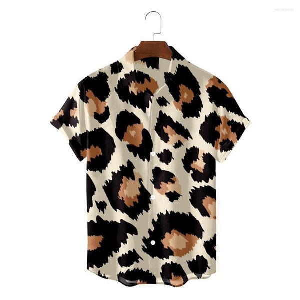 Männer Casual Hemden 2023 Leopard Print 3D Gedruckt Männer Kurzarm Hawaiian Shirt Für Street Fashion Strand Lose Tops