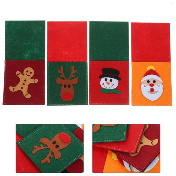 Yemek takımı setleri 4 adet Noel çatal bıçak takımı seti masa kitapları dekor gümüş eşyalar dekorasyon partisi dikdörtgen tedarik Noel sahibi için Felt Cloth Elder