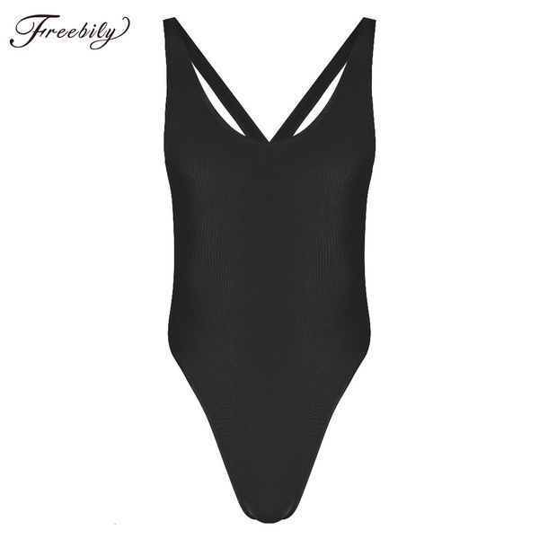 Costumi da bagno da uomo onepiece Indumento attillato Criss Cross senza schienale perizoma Catsuit 230705