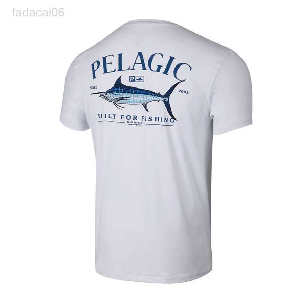 Acessórios de pesca Equipamento pelágico Camisas de pesca Manga curta Proteção UV Respirável Upf 50 Roupas de peixe Vestuário de pesca Camiseta De Pesca HKD230706