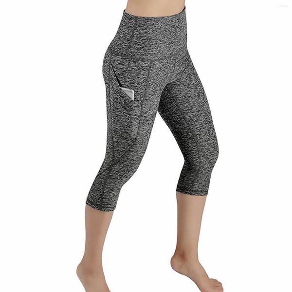 Pantaloni attivi Womens YOGA Pockets Run Sport Fitness Cropped Leggings Workout