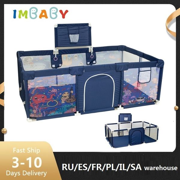 Carrinho de Bebê IMBABY Playpens Grande Playground Cartoon Playpen para Crianças Basquete Atividade Cerca Bolas de Bilhar Parque 230705