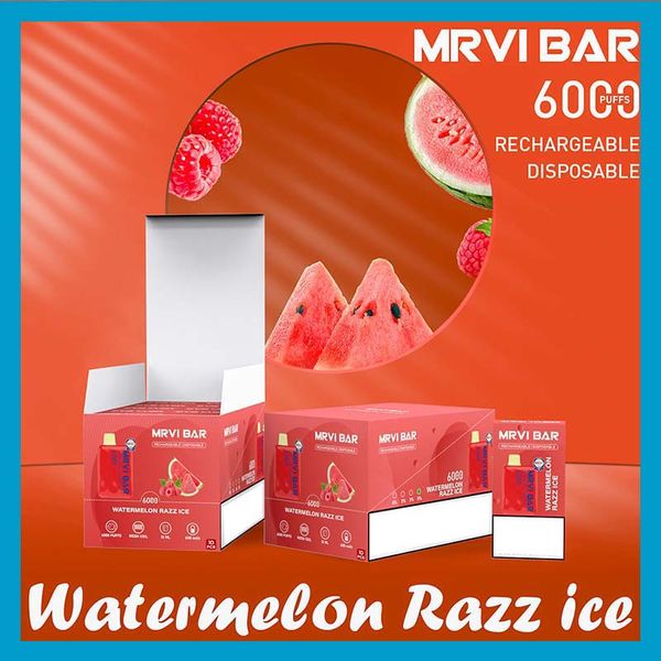 Mrvi Bar 6000 Descartável Vape Pen E Cigarette Device Com 650mAh Bateria 13ml Pod Pré-cheio Catridge recarregável principal excelente Hottest