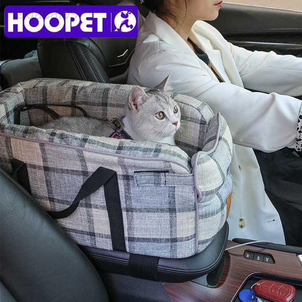 Cobertura HOOPET Assento de controle central portátil para animais de estimação com alça segura Caixa de apoio de braço para carro Booster Canil cama para cães e gatos HKD230706