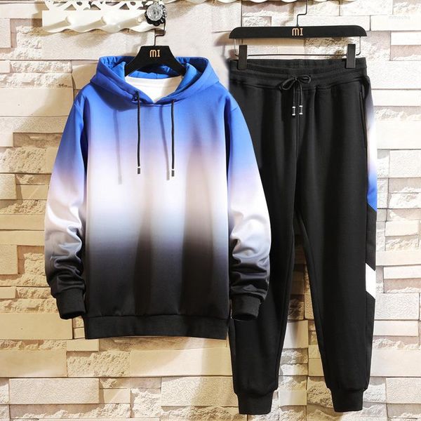 Tute da uomo Tuta da uomo Casual Set a due pezzi con cappuccio 2023 Primavera Autunno Sportswear Felpe con cappuccio Pantaloni Set Hip Hop Street