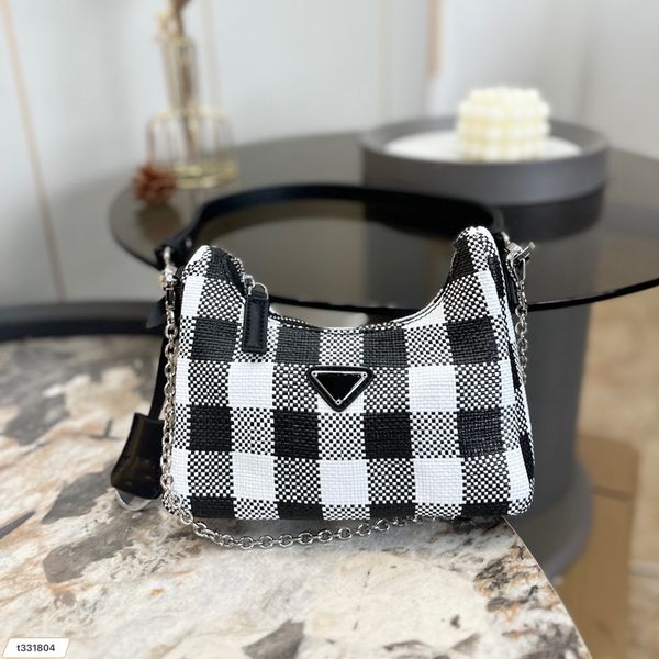 Borsa a tracolla da donna Re-edition hobo designer di paglia nuova estate moda ascellare spiaggia tessuta borse da donna plaid all'uncinetto di alta qualità