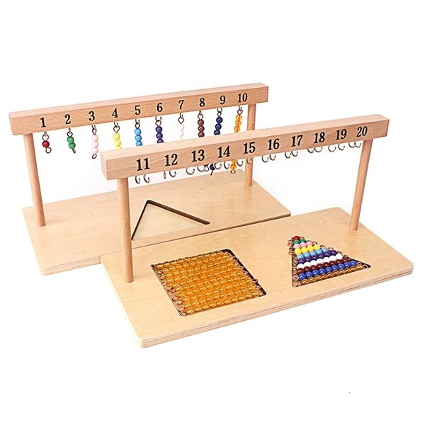 Puzzles, Montessori-Unterricht, Mathe-Spielzeug, digitale Zahlen, Zahlen 1 bis 20, Aufhänger und Farbperlen, Treppen für zehn Bretter, Vorschule, Schule, Ausbildung, 230705