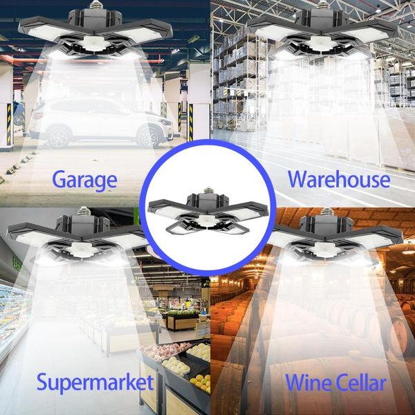 Applique LED Garage Lights 120W Est 4 Pannelli Soffitto Deformabile Garage Apparecchio Illuminazione Per Officine E Fienili