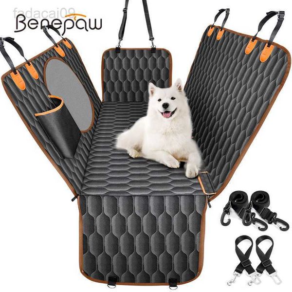 Benepaw capa para cachorro à prova de arranhões bolso de armazenamento à prova d'água rede antiderrapante para animal de estimação protetor de assento traseiro para caminhões SUVs HKD230706