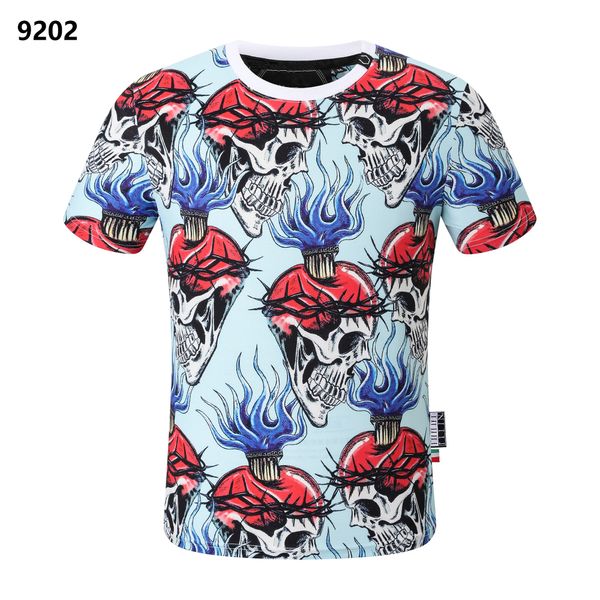 Herren-Sommer-T-Shirt voller Blumen, Flammendruck, Totenkopf-Persönlichkeit, Trenddruck, Rundhalsausschnitt, bequem, atmungsaktiv, Herrenoberteil aus reiner Baumwolle