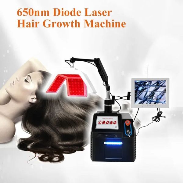 Máquina de crescimento de cabelo a laser de diodo de baixo nível 650nm 5 em 1 terapia de luz detecção de couro cabeludo anti perda de cabelo reparação tratamento danificado equipamento de salão de beleza