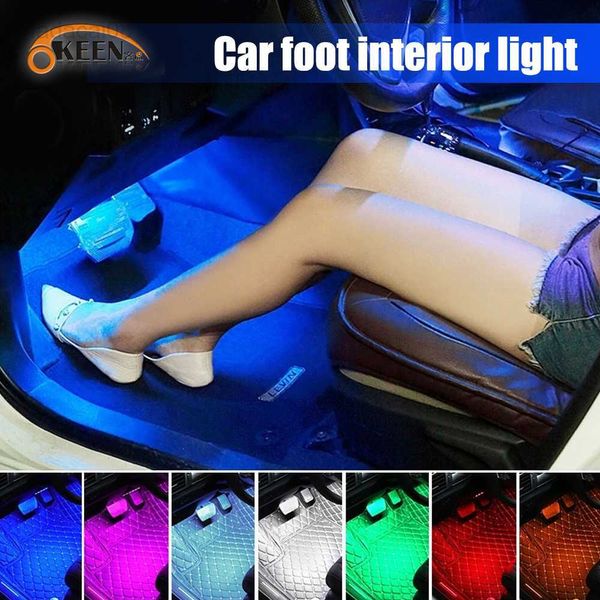 Подписать Okeen Led Foot Foot Ambient Light USB Auto Interior Atmosphere Lamess с приложением удаленного музыки Car Car Neon Bearlights HKD230706