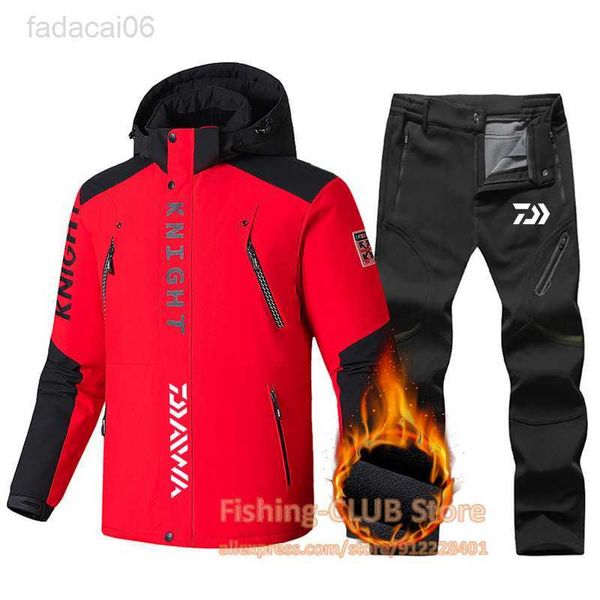 Angelzubehör Große Größe 9XL Angelanzug Herren Winter Warme Fleece Angeljacke Hose Winddichter Schneemantel Outdoor Snowboard Wear Set Overalls HKD230706