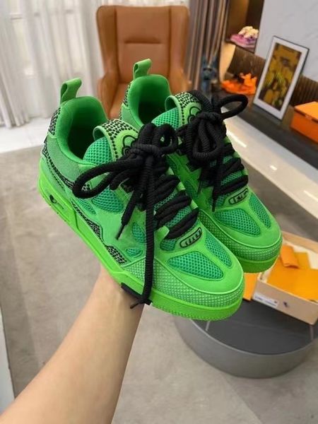 2024 Designer Scarpe casual Scarpe da cricket Skate Sneaker Virgil Pelle di vitello Abloh Nero Bianco Verde Rosso Blu Sovrapposizioni in pelle 35-45