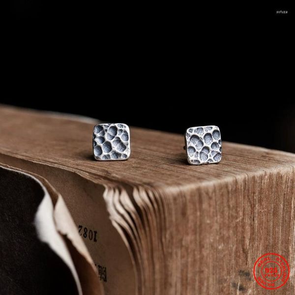 Stud Küpeler Yizizai Yaratıcı Retro Square R Yüzeyi Kadınlar İçin 925 STERLING Gümüş Punk Gotik Tarz Kulak Takı