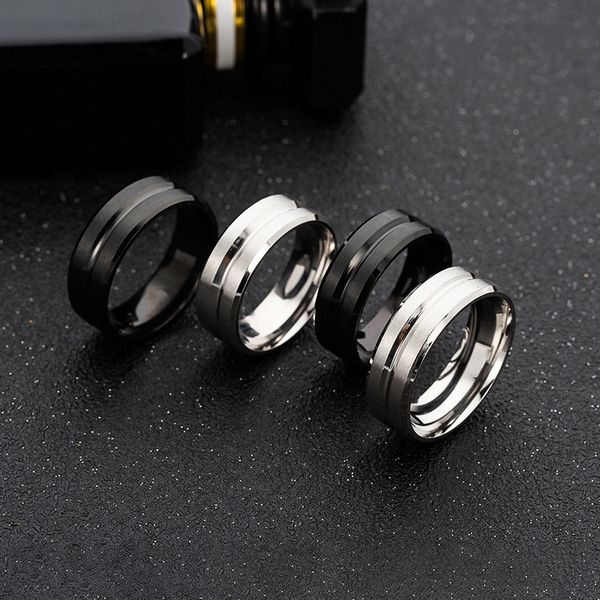 Eheringe Herren-Ehering BASIC schwarz rein 8 mm Edelstahl matt gerillt gebürsteter Ring Ehering Ring Valentinstag Geschenke 230706