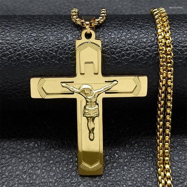 Подвесные ожерелья религия крест -ожерелье для женщин/мужчин многослойный золотой серебряный цвет из нержавеющей стали Мужские аксессуары joyas n6255