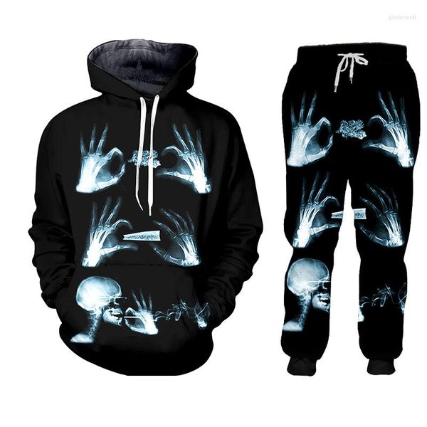 Herren-Trainingsanzüge LCFA Hip Hop Damen/Herren Jogger Hosen Sweatshirt X-ray Skull Trainingsanzug Jogginghose Hoody Terror Floral Streewear Zweiteiliges Set