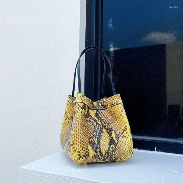 Akşam çantaları moda lüks tasarımcı yılan patttern hasp omuz kadınlar gerçek deri çanta bayanlar tote kova crossbody çanta yaz