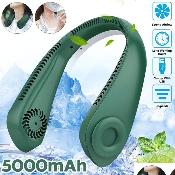 Altri accessori per telefoni cellulari 4000Mah Ventilatore da collo ricaricabile USB Ventilatori portatili senza lama da collo Ventilatore da esterno a 3 velocità Dhsvu