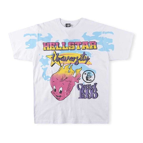 Designer Fashion Clothing Tees T-Shirts Hellstar University Hip Hop Rap Sänger gleiche Graffiti Print Kurzarm T-Shirt Rock Hip Hop