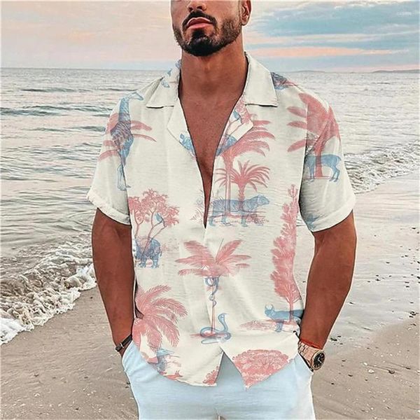Мужские повседневные рубашки летние мужчины гавайская пляжная рубашка для мужчин пробегает спортивная уличная блуза, винтажная мода, 3D -принт, негабаритная одежда