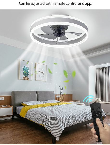 Ventola a soffitto a LED con le luci App Remoto Regola per la sala da pranzo in camera da letto Decorazione per la casa Risparmio energetico