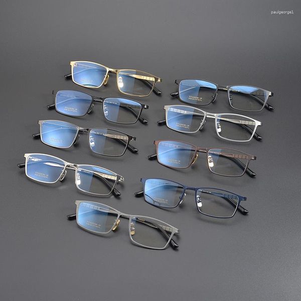 Montature per occhiali da sole Fashion Square Eyewear Frame Uomo Pure Titanium può abbinarsi a miopia ottica Occhiali da vista Occhiali ultraleggeri di lusso