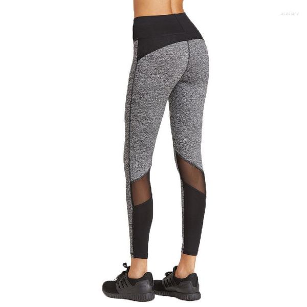 Calças ativas Cinza Sexy Feminino Ioga Esporte Legging Fitness Corrida Roupa Esportiva Elástica Academia Calça Slim