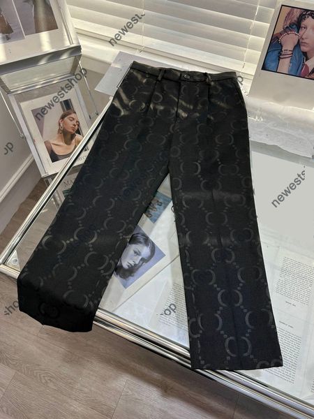 2023 Western-Hosen-Designer-Damen-Luxus-Doppelbuchstaben-Druckhosen-Frauen-Schwarz-weite Beinhosen-Weinlese-Damen-Retro-Leggings im britischen Stil