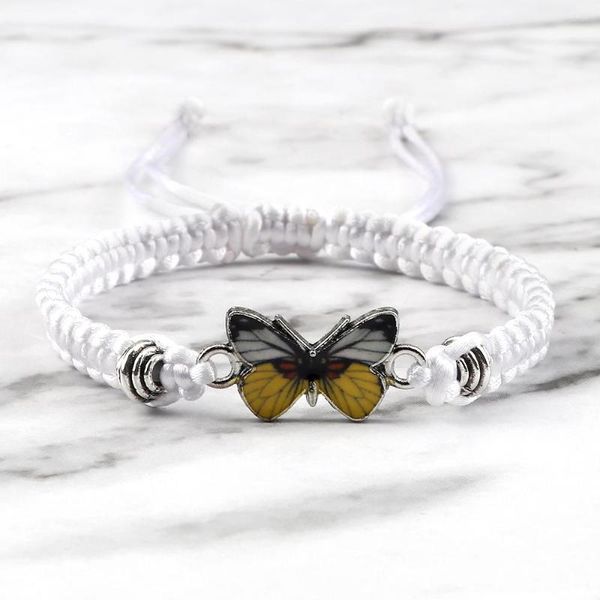 Pulseiras de elo ajustável corda trançada pulseira homem mulher sorte vermelho preto fio amarelo borboleta corda feito à mão ioga jóias pulseira