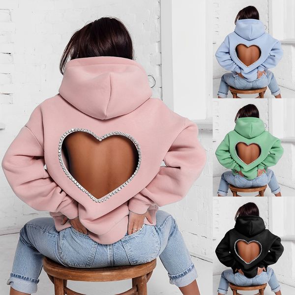 Damen Hoodies Sweatshirts Sweatshirts Herbst und Winter Diamond Butterfly Sweater Dicker schwarzer lockerer Kapuzenpullover Casual Top Crewneck Sweatshirt 230706