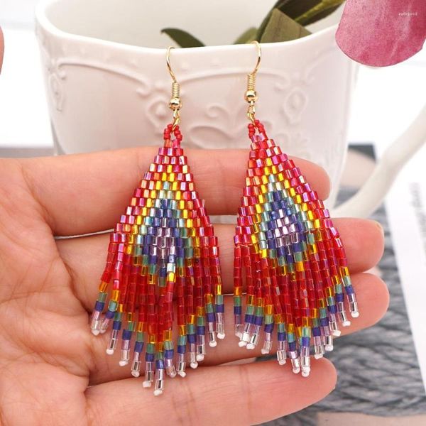 Dangle Oorbellen Go2Boho Seed Beaded Native Style Tassel Fringe Earring Voor Vrouwen Sieraden Kralen Geweven Pendient Sieraden Handgemaakt Cadeau