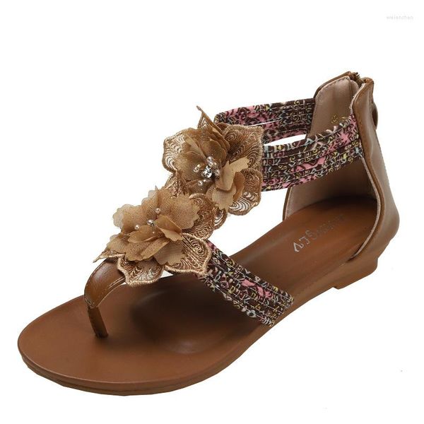 Sandalen Mit Hohen Absätzen 2023 Sommer Mode Fuß Clip Floral Böhmischen Meer Reise Strand Schuhe Frauen Bequem Und Modisch