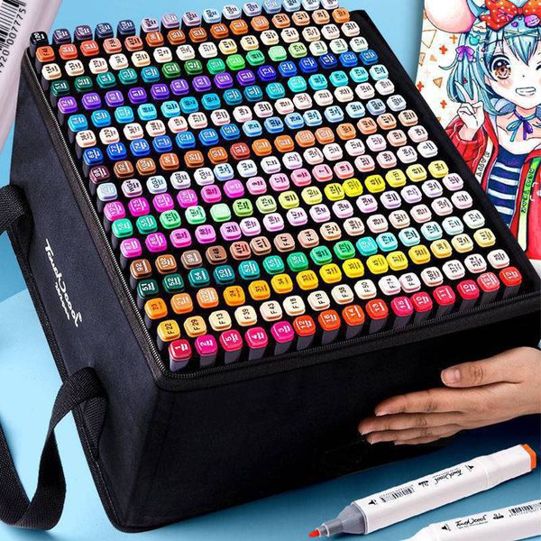 Marcadores 12 168 Cores Pincel Conjunto de Canetas Pintura Desenho Manga Marcador Escolar Material de Arte Para Artista Coreano Artigos de Papelaria 230705